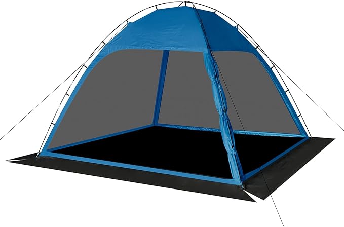 Screen Tent with Removable Floor, Siebwin Large 10'x10' Gazebos with Mosquito Netting and Removable Floor Sunproof Outdoor Canopy Tent for Backyard Outside Activities, Blue