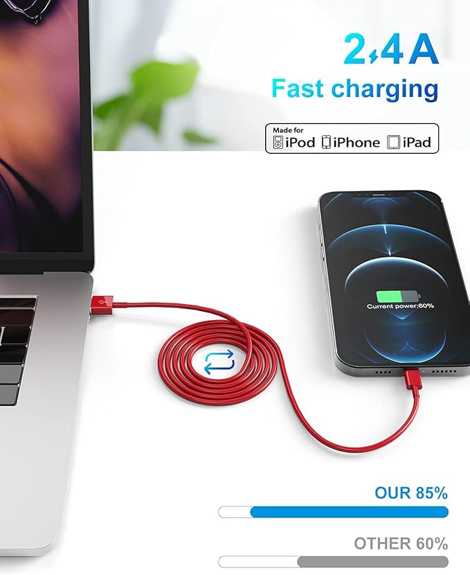 4 Pack [Apple MFi Certified] Apple Charging Cables 3ft, iPhone Chargers Lightning Cable 3 Foot, Fast iPhone Charging Cord for iPhone 14/14Pro/13/13Pro/12/11/11Pro/11Max/ X/XS/XR/XS Max/8, ipad(Red)