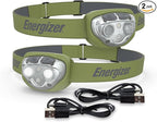 Energizer Rechargeable LED Headlamp, IPX4 Water Resistant, High-Powered Bright LED, Multiple Light Modes, Best Headlight for Camping, Running, Outdoors, Emergency Light, USB Included