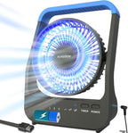 Portable Desk Fan, D Battery Operated Fan for Hurricane, Powered Fan by USB Cable 214H Long Lasting with Timer 6'' Portable for Outdoor Camping Quiet 3 Speeds for Office Bedroom(Blue)