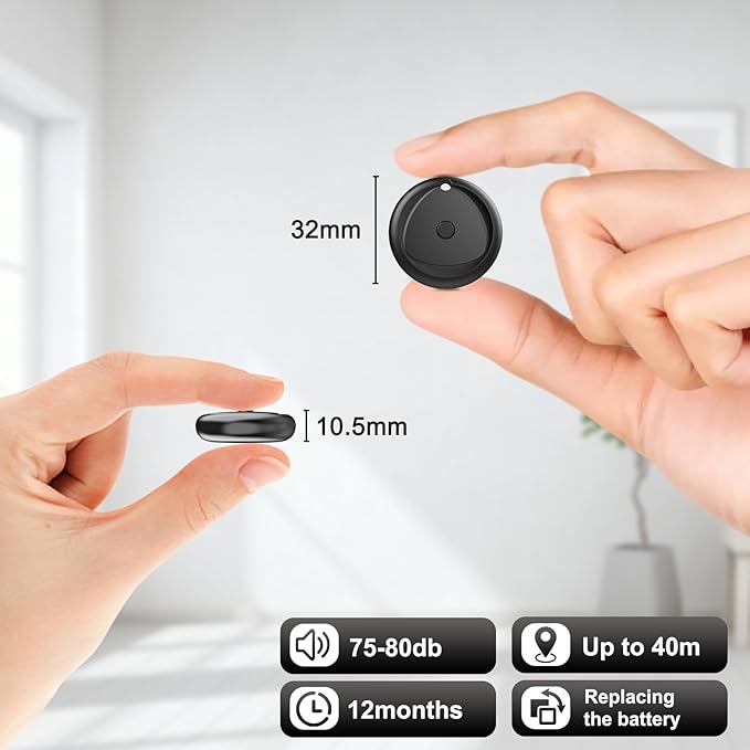 Tracker Tags-3 Pack Work with Apple Find My (iOS Only), [Apple MFi Certified] Key Finder and Item Locator, New Bluetooth 5.3 Tracker, Replaceable Battery Smart Tag for Keys, Wallet, Luggage etc