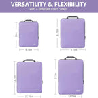 BAGAIL 4 Set/6 Set/8 Set Compression Packing Cubes Travel Accessories Expandable Packing Organizers(Lavender ClothPattern 4 Set)