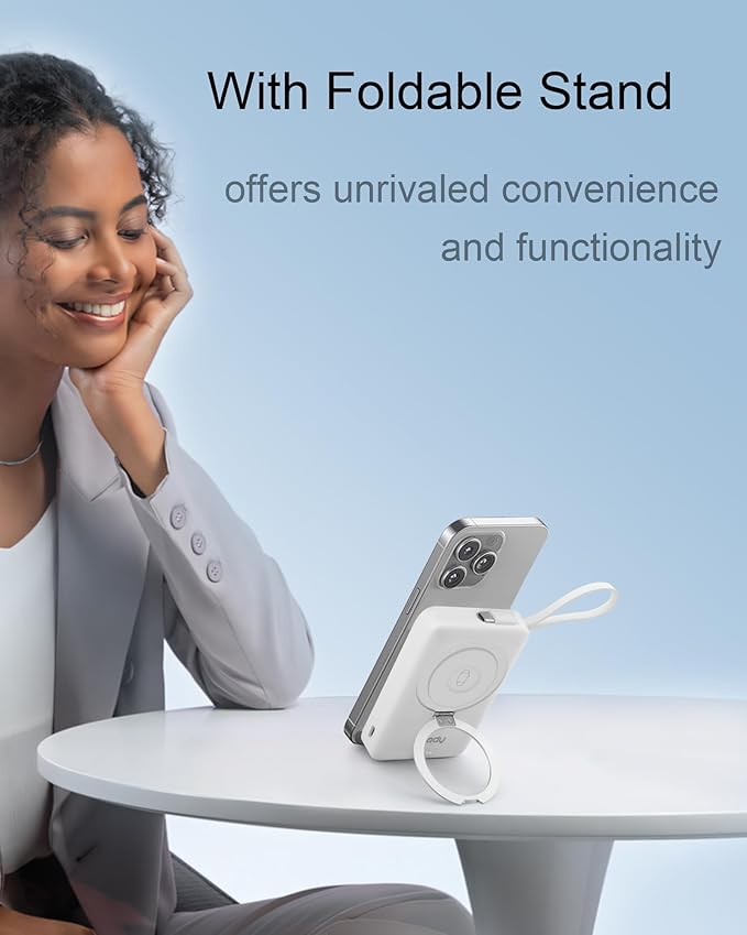 Magnetic Power Bank with iwatch Charger, 10000mAh Magnetic Portable Charger for iPhone 16/15/14/13/12, Max 15W Wireless Power Bank Built-in USB C Cables, 35W USB C Fast Charging Battery Pack