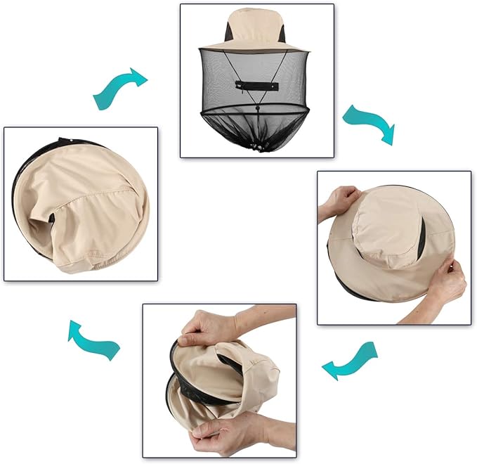 CozyCabin Mosquito Head Net Hat with Removable Mesh Hidden Netting, Design for Outdoor Fishing Gardening