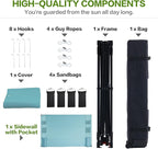 10'x10' Pop Up Canopy Tent with 1 Sidewall and 6 Pockets, One Push Setup, Instant Shade Tent with Vented Roof for Beach Patio Outdoor, Case, 8 Stakes, 4 Ropes, 4 Sandbags (Cyan, 10x10)