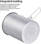 iBasingo 900ml Titanium Camping Cup with Lid Lightweight Portable Camping Pot for Backpacking Hiking Travel Cookware with Stainless Steel Foldable Handle, Ideal for Coffee, Soup, Cooking Ti2040C