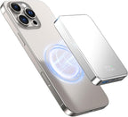 for Magsafe Portable Charger, Aluminum Alloy Small 10000mAh 20W PD Magnetic Power Bank, USB-C in&Out Wireless Battery Pack Phone Charger for iPhone 17/16/15/14/13/12 Plus Pro Max Series -Silvery