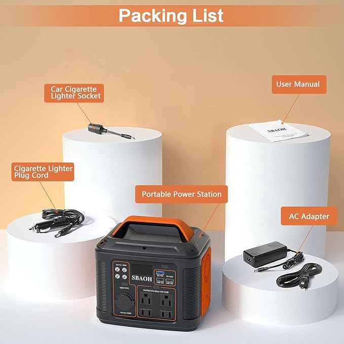 Portable Power Station, 300W 296Wh Generator Quick Charge / 110V AC Outlets/DC Ports and LED Flashlight, Home Outdoor Travel Camping Blackout