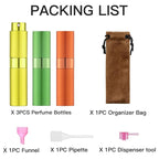 LISAPACK 8ML Atomizer Perfume Spray Bottle for Travel (3 PCS) Empty Cologne Dispenser, Portable Sprayer (Yellow, Green, Orange)