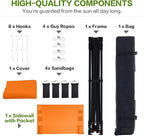 10'x10' Pop Up Canopy Tent with 1 Sidewall and 6 Pockets, One Push Setup, Instant Shade Tent with Vented Roof for Beach Patio Outdoor, Case, 8 Stakes, 4 Ropes, 4 Sandbags (Orange, 10x10)