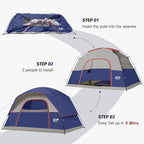 CAMPROS CP Tents for Camping 6 Person Tent Waterproof Windproof Double Layer Family Camping Tent, Easy Setup Dome Tent with Large Mesh Windows & Wider Door for Outdoor Camping & Hiking