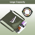 WANDF Drawstring Backpack Sports Gym Bag with Shoulder Pads Water Resistant String Bag Cinch Bag for Women Men (Dark Green)