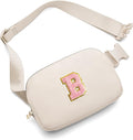 Gitus Belt Bag Fanny Pack Crossbody Bags with Initial Letter Patch Cute Stuff Birthday Gifts for Teenager Girls Trendy Preppy Stuff for Teen Girls(Beige-B)