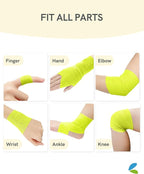 FriCARE Self Adhesive Bandage Wrap, Medical Tape in First Aid Kit, Cohesive Bandages for Wounds Sport Vet, FSA/HSA Eligible, 2 Inches X 5 Yards 6 Rolls, Fluorescent Yellow