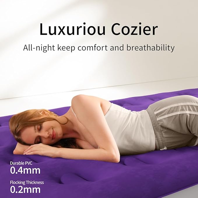 CHILLSUN Twin Air Mattress with Built-in Pump-2 Mins Quick Inflate/Deflate Double Height Blow Up Mattress for Camping,Home & Portable Travel - Adjustable Inflatable Mattresses,Durable Waterproof