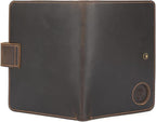 Polare Luxury RFID Blocking Leather Passport Holder Travel Wallet For Men and Women (Dark Brown with AirTag Slot(Snap Version))