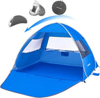 Pop Up Beach Tent for 4 Person with UPF 50+ Protection，Automatic Easy Setup Waterproof Beach Shade，Lightweight and Portable Beach Tent Sun Shelter - Dark Blue