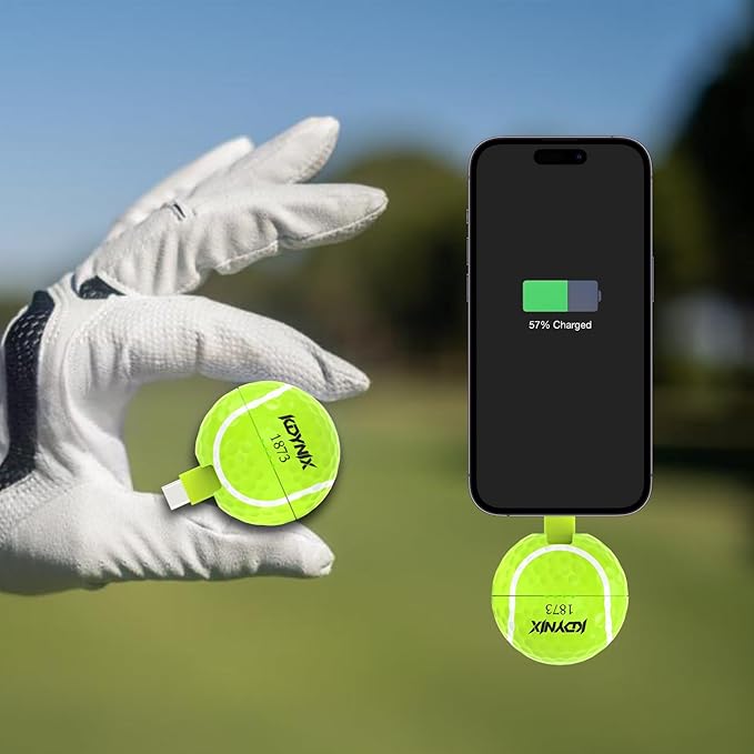 2000mAh Creative Golf Ball Power Bank, Emergency Mini Power Portable Charger USB-C, Compatible with iPhone15,16，17,15 Plus,15 Pro Max, Gift for Golf Lover Men Women (Tennis Golf Power Bank)