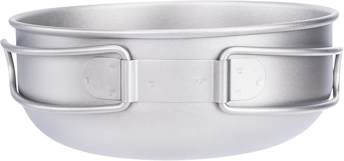 iBasingo 3-Piece Set Titanium Pot Set Camping Cooking Pan with Folding-Handle Outdoor Camp Cookware Pot Sets