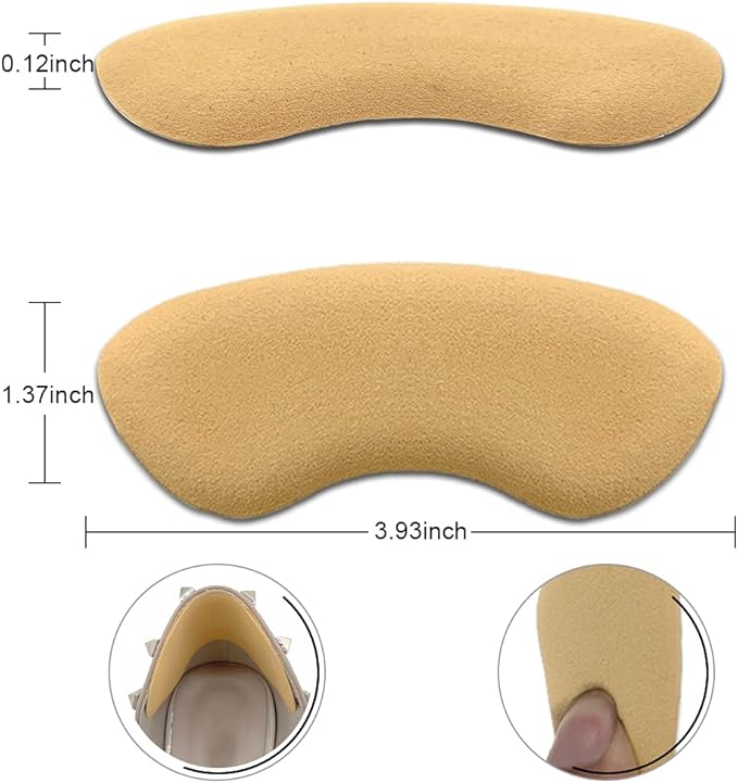 Dr. Foot’s Heel Grips for Men and Women, Self-Adhesive Heel Cushion Inserts Prevent Heel Slipping, Rubbing, Blisters, Foot Pain, and Improve Shoe Fit - 2 Pairs(Khaki)