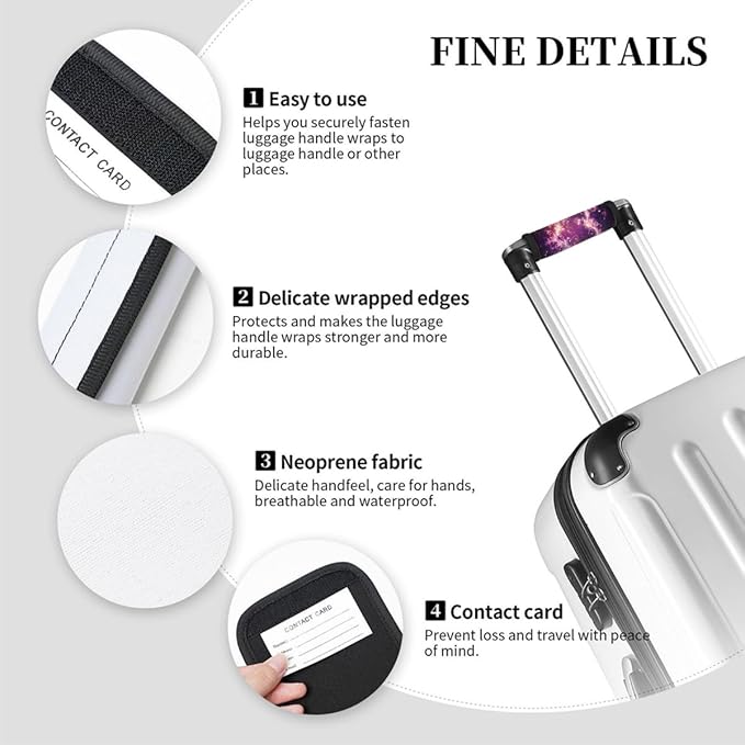 Abstract Love Music Note 2 Pack Luggage Handle Wrap Set of Neoprene Luggage Tags for Suitcases Bag Strap Wrap Cover Travel Airplane Accessories Covers Markers Sleeve Grips Identifiers Cruise