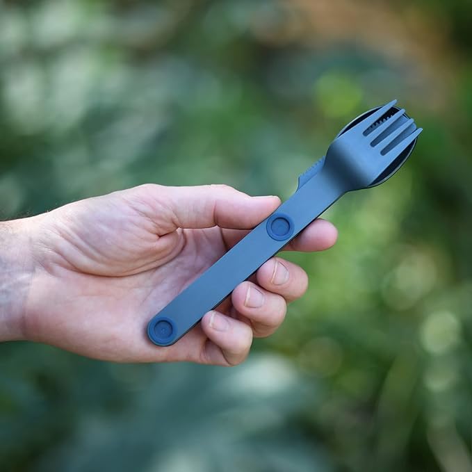 FULL WINDSOR - MAGWARE Magnetic Camping Cutlery Set - Travel Utensils for Camping, Cooking, and Outdoor Dining - Knife, Fork & Spoon - Portable Silverware with Pouch - Blue (3 PCS)