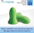 Flents Protechs Foam Ear Plugs, 50 Pair for Sleeping, Snoring, Loud Noise, Traveling, Concerts, Construction, Studying, Work, Shooting, Contour to Ear, NRR 33, Noise Cancelling, Green, Made in the USA