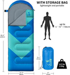 Sleeping Bag for Adults, Girls, Boys - 3 Season Warm & Cool Weather Lightweight Waterproof Camping Bag for Hiking, Outdoor Travel