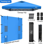 KAMPKEEPER 10x10 Pop Up Canopy Tent with Sidewall - Easy Setup Sun Shelter, Outdoor Shade with Vented Roof for Backyard | UV & Rain Portable Instant Camping Beach Canopy Tents (Light Blue)