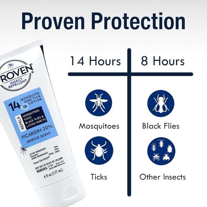 Proven Insect Repellent Lotion, Keep Mosquitoes, Ticks and Flies Off, DEET Alternative Repellent, Up to 14-Hour Protection, Great for Camping or Hiking, 6 Ounce, Gentle Scent Lotion, 2 Pack