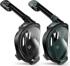 Greatever G2 Snorkeling Gear for Adults 2PCS, Full Face Snorkel Mask with Dry Top Snorkel,Anti-Leak & Anti-Fog Snorkel Mask Adult,Foldable Snorkeling Mask with Camera Mount mesh Bag