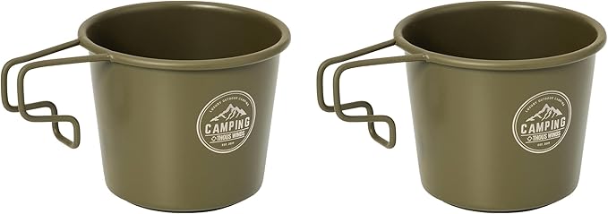 2pcs Stainless Steel Camping Sierra Cup 350ml, Olive-green
