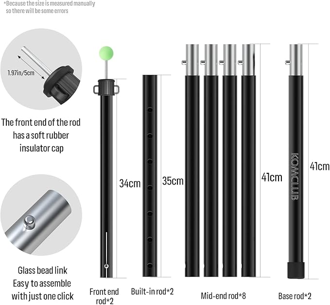 KOMCLUB Tent Poles Adjustable Lightweight Camping Tarp Poles 82.68" Aluminum Alloy Telescoping Solar sail Poles for Awning Canopy Tent Tarp Hiking Light Weight and Easy to Carry (2PC & Black)