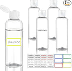 5 Pack 3.4 oz Travel Bottles for Toiletries, TSA Approved Leak Proof Refillable Travel Size Containers, Clear Plastic Shampoo Bottles for Lotion Conditioner