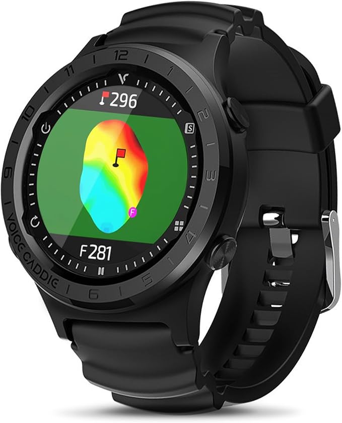 Voice Caddie A3 Golf Watch Subscription Free with Green Undulation, 40k+ Preinstalled Courses, Lightweight w/Slope Mode 1.3" Color Touchscreen, Pin Reload, Smart Green View Golf GPS & Fitness Mode BK