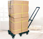 Heavy Duty Flatbed Hand Cart - Folding Hand Truck with 6 Wheels Stretchable Handle 330lbs Capacity Ideal for Home Office Travel & Luggage Moving - Red Trolley Cart