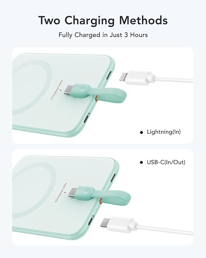 VEEKTOMX Slim Portable Charger, 5000mAh Lightweight Power Bank with Wired USB C Cable, Ultra Thin Battery Pack Compatible with iPhone 15/Plus/Pro/Pro Max/Samsung/Android(Non-Wireless Charging), Blue