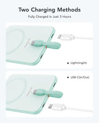 VEEKTOMX Slim Portable Charger, 5000mAh Lightweight Power Bank with Wired USB C Cable, Ultra Thin Battery Pack Compatible with iPhone 15/Plus/Pro/Pro Max/Samsung/Android(Non-Wireless Charging), Blue