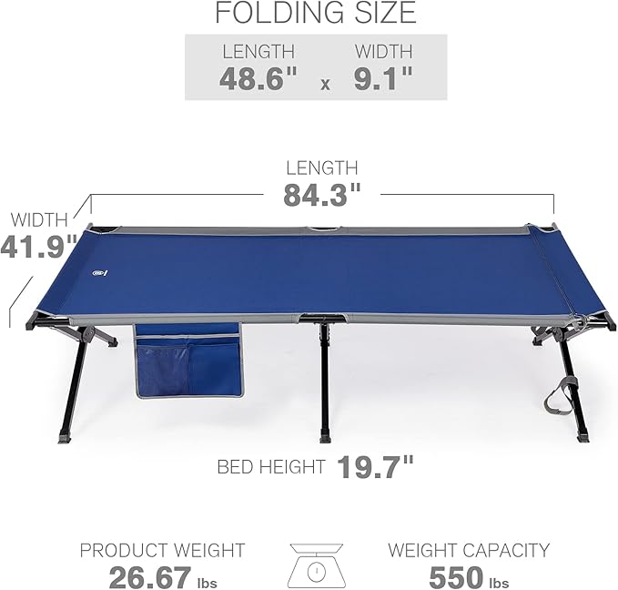 EVER ADVANCED 2 Pack Extra Wide Camping Cot for Adults Oversized XXL Sleeping Cots Folding Cot Bed with Carry Bag, 84.3" L x 41.9" W, Support to 550 lbs