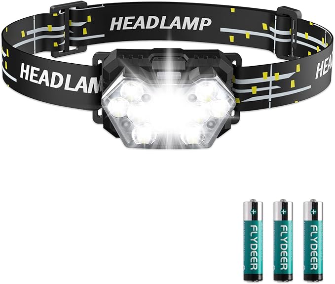 Lsnisni 9 LED Headlamp, 2000 Lumen Super Bright Head Lamp with 6 Modes, IPX5 Waterproof Head Light, Lightweight Head Flashlight for Kids Adults Camping Hiking - 3 AAA Batteries Included