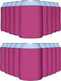 PartyPrints 100 Pack Neon Pink Blank Can Cooler Sleeves, Customizable Bulk Insulated Foam for Beer, Collapsible Plain Drink Holder, Cold Soda Insulator, 12oz Regular, 16oz Tall Cans