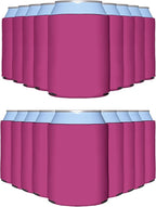 PartyPrints 200 Pack Neon Pink Blank Can Cooler Sleeves, Customizable Bulk Insulated Foam for Beer, Collapsible Plain Drink Holder, Cold Soda Insulator, 12oz Regular, 16oz Tall Cans