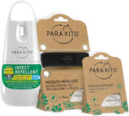 PARAKITO Mosquito, Insect & Bug Spray Bundle - Includes Spray, Black Wristband & 4 Refills | DEET Free, Citronella Essential Oils, Perfect for Camping, Hiking, Travel Outdoor Activities