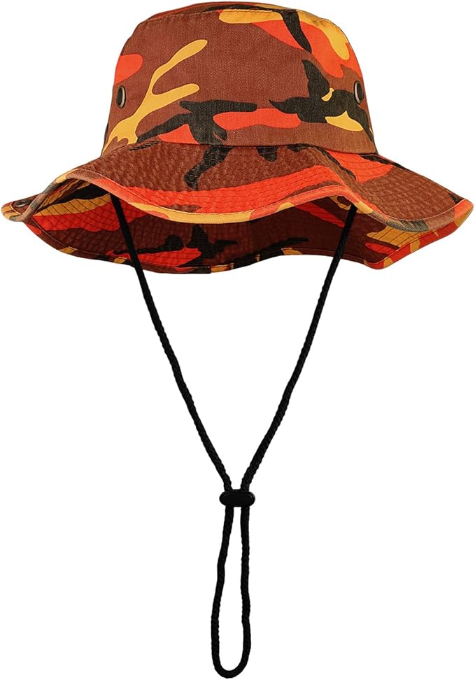 Wide Brim Hiking Fishing Safari Boonie Bucket Hats 100% Cotton UV Sun Protection for Men Women Outdoor Activities