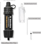 Mini Water Filter NatureNova Portable Emergency Water Filtration System Hiking Camping Straw Survival Gear Emergency Preparedness