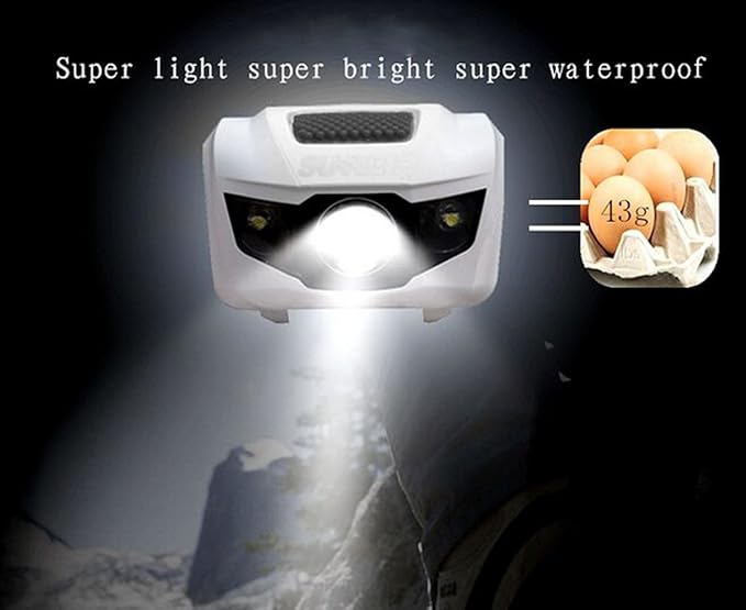 HappyOrange 4-Pack Waterproof LED Headlamp (White and Red Lights), 4 Light Modes Lightweight Headlight for Running, Hiking, Hunting, Fishing, Camping