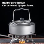 Camping Kettle Titanium Camp Tea Coffee Pot Portable Lightweight Tea Kettle Teapot Fast Heating Campfire Kettle for Stove Top, Boiling Water, Outdoor, Hiking, Camping, Picnic, Traveling