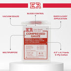 Ever Ready First Aid Compressed Sterile Gauze, 6-Ply Emergency Medical Dressing for First Aid Kits – 4.5” x 4.1 Yards - 2 Pack