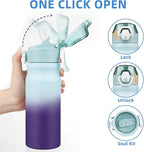 BJPKPK 18oz Insulated Water Bottle With Straw Stainless Steel Double Wall Water Bottles BPA Free Leak Proof Thermo With Lockable Flip Lid And Soft Silicone Spout,Ocean Dream