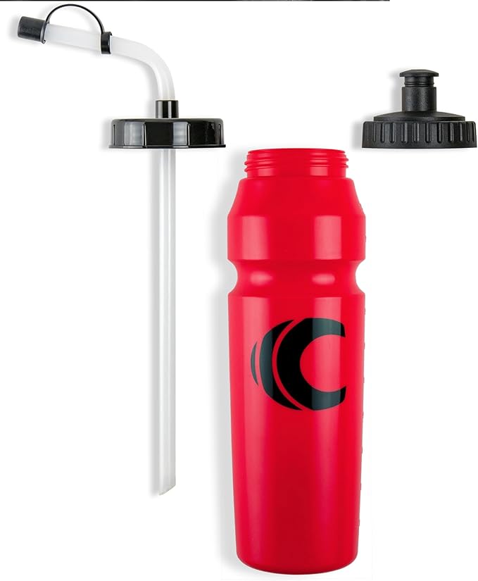 Cannon Sports 1 Liter Sports Water Bottle, BPA-Free, 34 Oz Capacity, Large Mouth, 2 lids (Straw and Squeeze), Great For Helmet Sports Such As Hockey, Lacrosse, Football, Boxing (2 Pack) (Red)